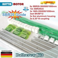 〖DE〗SBR20 Linear Rail Guide mit 3 SFU1605-350/650/1050mm Ballscrew&Nut&BK/BF12