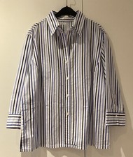 "Marco Pecci" Damen Bluse, Hemdbluse 3/4 Ärmel, Gr.42  Streifen