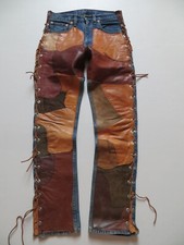 Levi's Jeans Hose mit Leder W 29 /L 33 Echtes Leder ! Schnüre seitlich, UNIKAT !