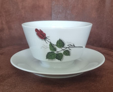 Suppentasse Untertasse Winterling Marktleuthen Bavaria Rose weiß wie NEU Schale