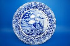 [11270] BOCH  Wandteller Ø 34cm delfter Blau Segelboot Schiff Keramik Teller