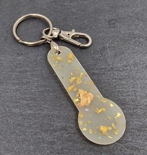 Schlüsselanhänger Einkaufswagenlöser Chip Epoxidharz Weiß Glitzer Glitter 