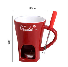 Schokoladenfondue-Becher mit Gabel – Premium-Kaffeetasse für Dessert & Dip