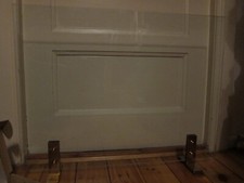 edler Kaminschutz Funkenschutz " Art Deco " Sicherheitsglas Füße massiv Messing