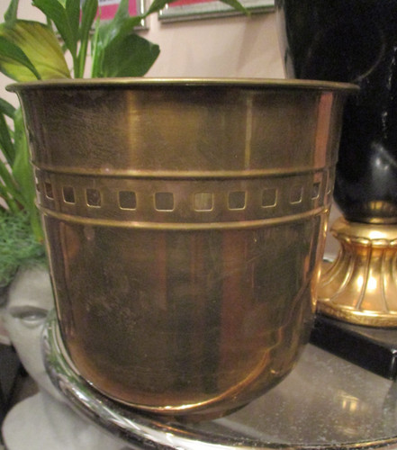 Jugendstil übertopf messing - ,