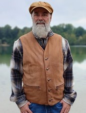 Weste aus schwerem Leder XL Trapper Lederweste Vintageweste Winterweste Western