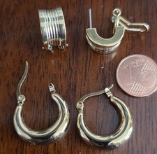 Zwei Paar Elegante Goldfarbene Ohrstecker Damen Vergoldet Zeitlos