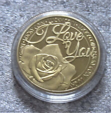 I LOVE YOU -Münze  vergoldet Rose