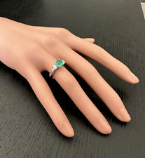 1.10 Karat Natürlicher Smaragd Und Diamanten 18K Echt Weißgold Damen ? Ring E084