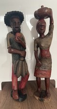 2 handgeschnitzte Holzfiguren 70 cm – Afrikanisch / Karibisch – Ethno Style
