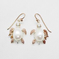 Barock Perlen Saphir Peridot Ohrhänger TURTLE 925 Silber 585 Bicolor vergoldet