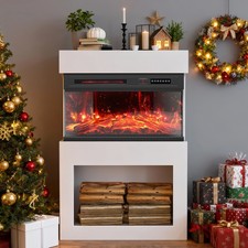 Elektrischer Kamin, Elektrokamin realistische Flammen mit 12 Farben 1500W Timer