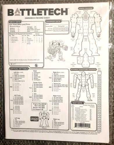 Battletech record sheets aus - "battletech,