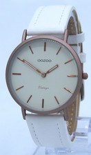 SALE Oozoo Vintage Armbanduhr Lederband weißpinkgreyalu Ø36mm 7747wl TOPPREIS