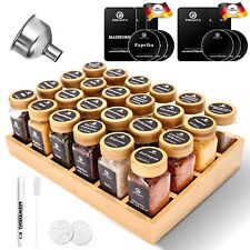 Bambus Gewürzregal mit 12/24 120ml Gewürzgläser, mit Gewürzetikett, Chefkoch-Set