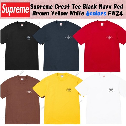 Supreme crest tee black navy - crest,