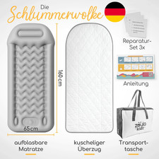 Aufblasbares Kinderreisebett Rausfallschutz Fußpumpe Reisebett ab 1 Jahr wie neu