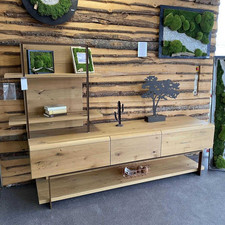 Voglauer Wohnwand V-Cube Living Wildeiche Rustico mit Beleuchtung