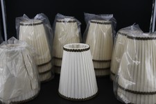 Stoff Lampenschirm- Vintage- Aufsteckschirm- weiß und Chmapagner- 1 von 15 #E2