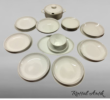 910254 bezaubernd altes 23-tlg. SPEISESERVICE  ESCHENBACH grau-weiß mit Goldrand