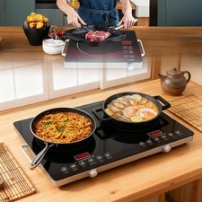 Glaskeramik Kochfeld 1/2 Platten Timer TouchControl Schwarz 1/2x 3500W