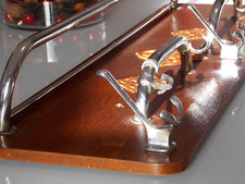 Art Déco Wand Garderobe Ablage Haken Leiste Stange Holz/Metall 30x100x13 antik