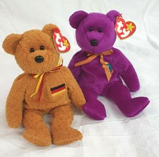 BEANIE BABIES TY 2x Teddy-Bär Millenium + Germania Stofftier Plüsch neu Geschenk