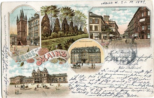 Litho gruss aus mainz mit - aus,