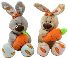Hase mit Möhre Plüsch 33cm sitzend Plüschtier Stofftier Kuscheltier Häschen ♥