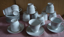 12 PERS. ALBA IULIA KAFFEE/TEE SERVICE PORZELLAN  GOLD/WEISS TASSE TELLER GEDECK