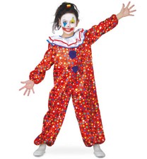 Kinderkostüm Clown Pünktchen Overall gepunktet rot Harlekin Kasper 12213113F