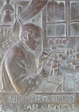 Alte Bronze Plakette Uhrmacher