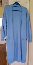 Neue lange blaue Strickjacke Strickmantel Cardigan ca. Gr. 40 Mohair / Wolle