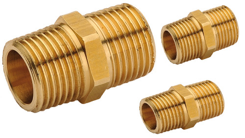 Messing doppelnippel lang - messing, 1/2"