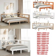 Massivholzbett mit Regal ohne