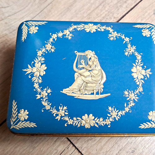 Vintage blechdose blau - vintage,