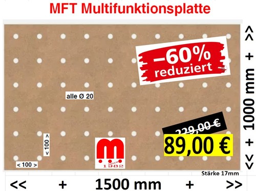 Lochrasterplatte 1500 700 - x, mm