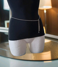 HÜFT Kette Körper Bauchkette filigran  Strass /Acryl  Klar Modeschmuck MK