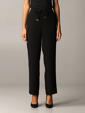 Armani Exchange Damen Hose Schwarz 6 UK Gerades Bein Elastischer Bund Pants