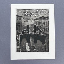 Arno Mohr  An der Jungfernbrücke bei Nacht 1964 DDR Kunst