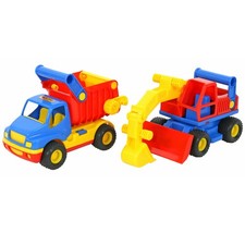 WADER Bausatz Kipplaster + Bagger für Kinder ab 3J