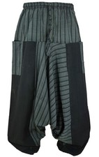 Haremshose, gestreifte Patchwork Pluderhose, Pumphose, Aladinhose  - schwarz