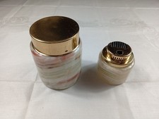 2tlg. Mid Century Vintage Stein Marmor Zigaretten Box und Feuerzeug 70er Jahre