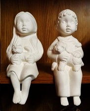 U-Kinder-Paar mit Hund und Katze für Regal- Schrühware - Keramik-Rohling -22 cm