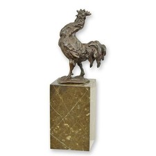 Bronzfigur Tier Hahn auf