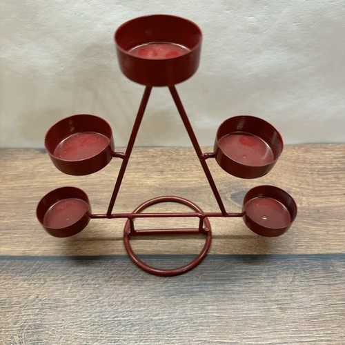 Glas metall teelichthalter - teelichthalter, rot