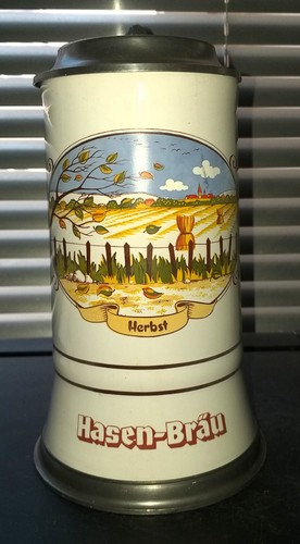 Bierkrug mit zinndeckel l - zinndeckel,