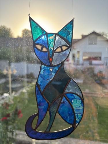 Tiffany glas katze - tiffany, glas,