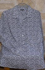 WALBUSCH Bluse Serie:extraglatt weiß schwarz grau gemustert Langarm Gr.44/XL NEU