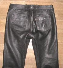 -HIGHWAY 1- Herren- LEDERJEANS / Biker - Lederhose schwarz Gr. 25 ca. W35 / L29